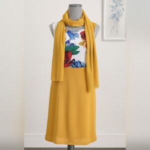 EX by Miss L Vibrant Bold Mustard and Floral Dress with Mustard Scarf Bridal. L